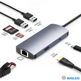 ภาพหน้าปกสินค้าMAILESI  ฮับ ยูเอสบี และ การ์ดรีดเดอร์ USB C Hub Dock 3.0 อะแดปเตอร์ฮับ ฮับ Type-C To USB 3.0+HDMI +RJ 45 ที่เกี่ยวข้อง