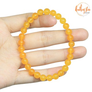 Aomthong กำไลหิน หยกเหลือง Yellow Jade ขนาด 6 มม. แต่งสี ดึงดูดความมั่งคั่ง หินมงคล หินสี กำไลหินนำโชค หินหยก