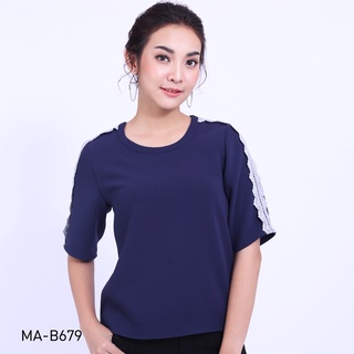 AMILA Blouse AM-B679 โคโม่ชีราเม้นท์ แขนสั้น IGPU19-SL6