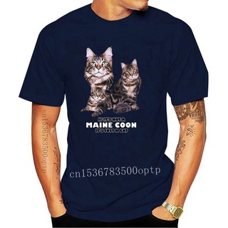 ROUND คอลูกเรือเสื้อยืดลําลอง แขนสั้น พิมพ์ลาย Maine Coon สําหรับผู้ชาย และผู้ใหญ่ 2022-4XL