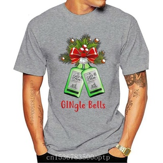 New Gingle Bells Christmas Tops Tee  Gin Tonic Fan Gift Idea Present Men Round Neck Tops nline Shirtเสื้อยืดผู้หญิง