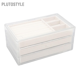 Plutostyle กล่องลิ้นชักอะคริลิคใส 3 ช่อง พร้อมที่จับ สําหรับเก็บเครื่องประดับ ในห้องนอน บ้าน