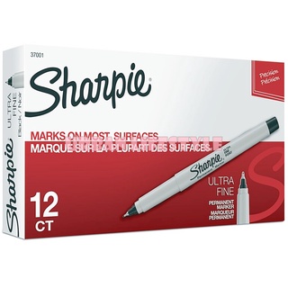 Sharpie ชาร์ปี้ ultra fine permanent marker ปากกาเคมี ปากกามาร์คเกอร์ หัวultra fine 0.3 mm ปากกาเพอร์มาเน้นท์ ชุด 12ด้าม