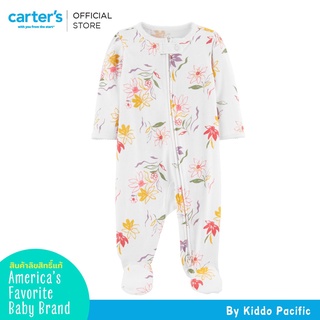 CarterS Sleepsuit 1Pc White-Floral L8 คาร์เตอร์เสื้อผ้าเซท ชุดหมี