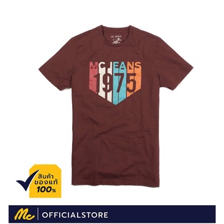 Mc Jeans เสื้อยืดผู้ชาย แขนสั้น สีแดงเลือดหมู MTSZ201