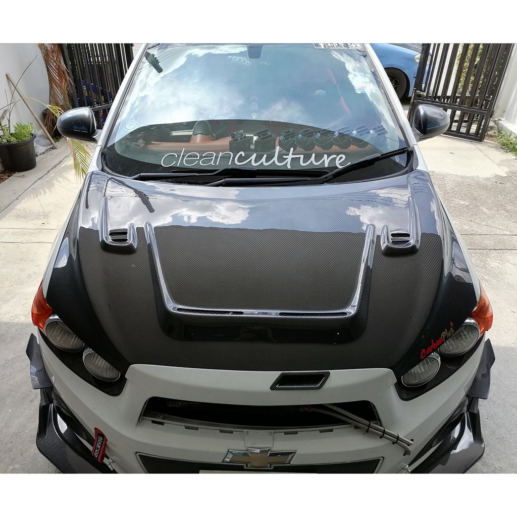 carbon-plus-ฝากระโปรงคาร์บอน-ไฟเบอร์-คาร์บอน-เคฟล่า-chevrolet-sonic-ลายสอง