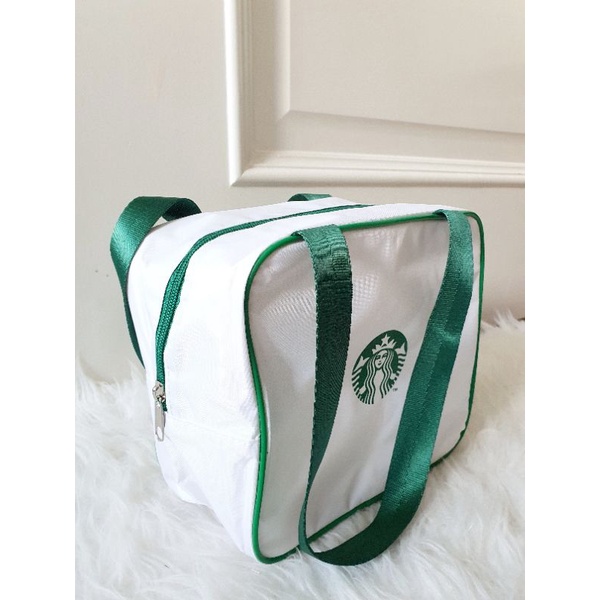 starbuck-ไม่มีขายในไทย-กระเป๋า-cooling-bag-mini-สีขาว-กระเป๋าเก็บความเย็น