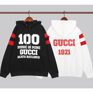 Gucci เสื้อกันหนาวแฟชั่นสําหรับ Unisex ผ้าฝ้ายแขนยาวมีฮู้ดพิมพ์ลาย