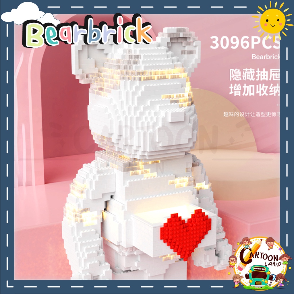 ตัวต่อ-bearbrick-ขนาดใหญ่-สูง-70-cm-gg101-แบร์บริคตรงกลางมีหัวใจ-จำนวน-3-096-ชิ้น