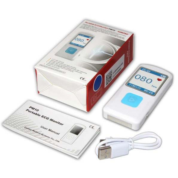 e4-เครื่องวัดคลื่นไฟฟ้าหัวใจแบบพกพา-contec-รุ่น-pm10-ใช้งานที่บ้านได้สะดวกมากไม่ต้องต่อสายตรวจ-จอแอลซีดี-usb-บลูทูธ