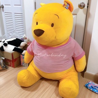 ✅ ตุ๊กตาหมีพูห์ลิขสิทธิ์แท้ใส่เสื้อชมพู Size ใหญ่สุดๆและหนักมากกกก Winnie the Pooh *ตำหนิมีจุดมอมบ้างแต่ซักออกค่ะ