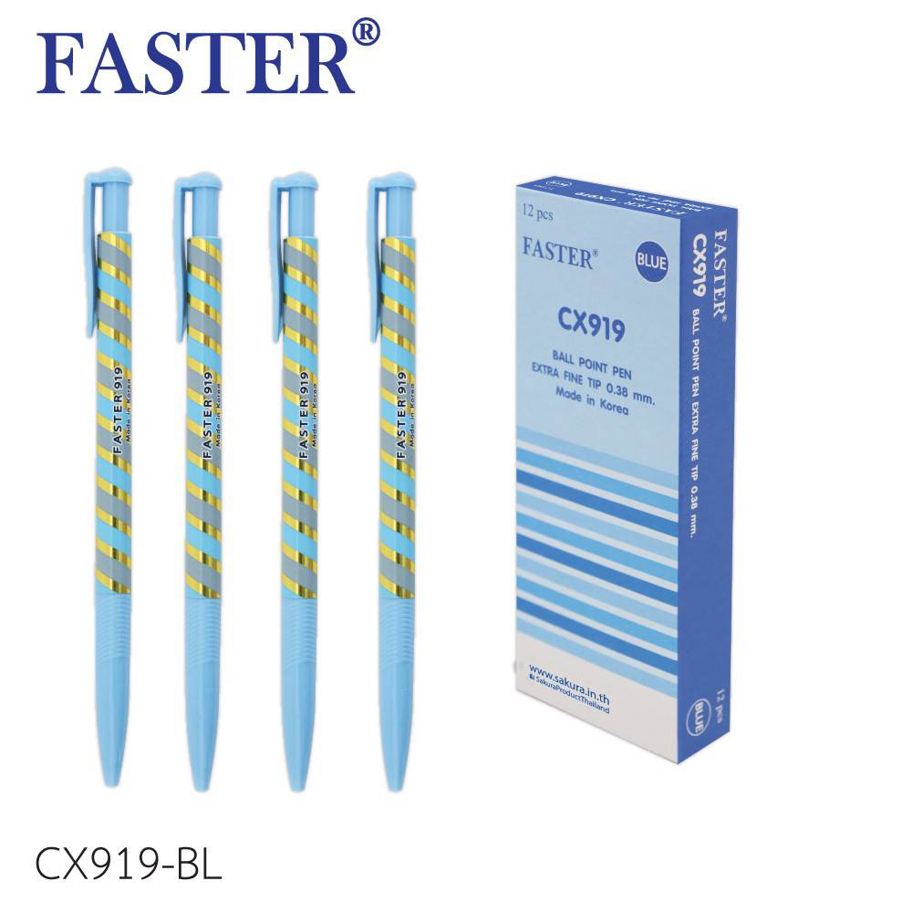 faster-ฟาสเตอร์-ปากกาลูกลื่น-ชนิดกด-0-38-faster-รหัส-cx919-12ด้าม-กล่อง