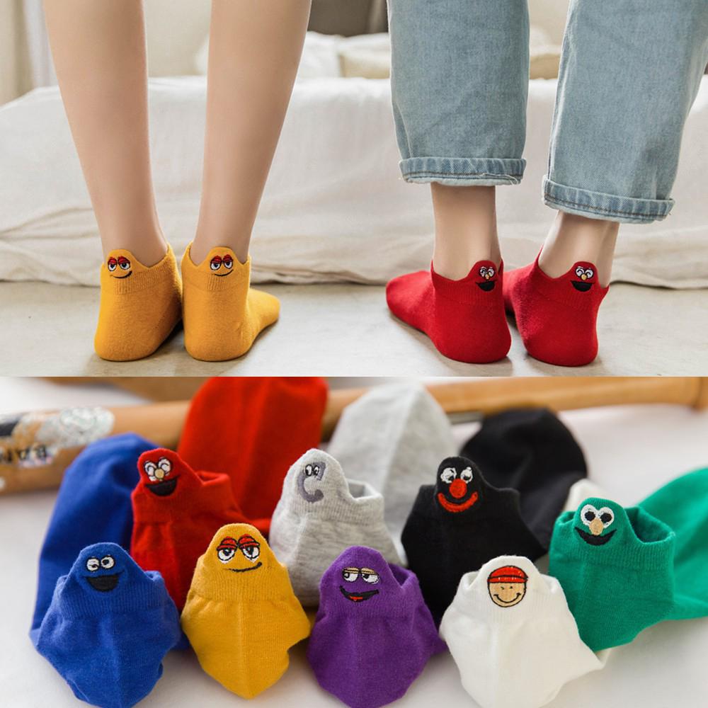 ถุงเท้าผ้าฝ้าย ข้อสั้น พิมพ์ลาย Emoji สำหรับผู้หญิง