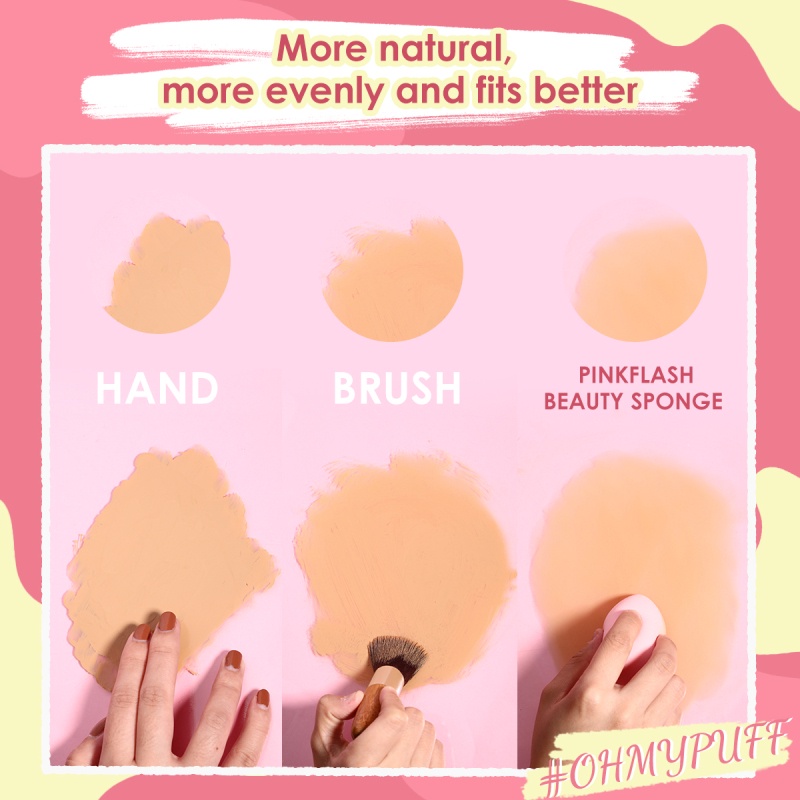 pinkflash-classic-pink-water-drop-beauty-ฟองน้ำไข่คุชชั่น-พัฟ-super-no-powder-bri