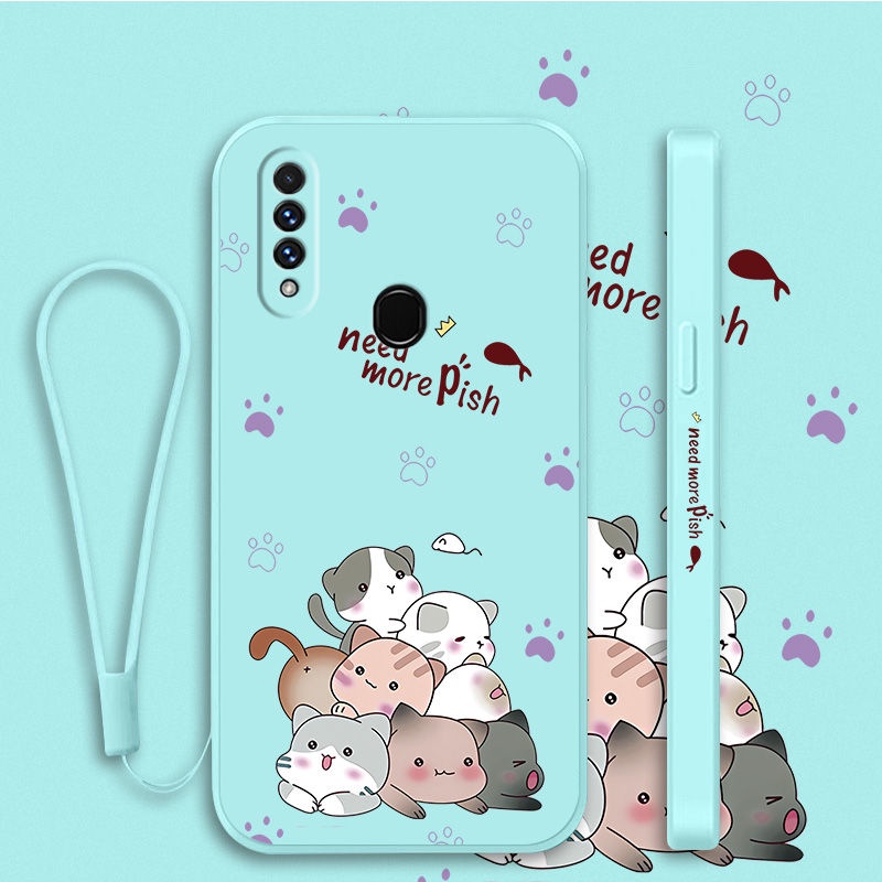 ใหม่-เคสโทรศัพท์มือถือ-กันลื่น-กันเปื้อน-ลายการ์ตูนแมว-พร้อมสายคล้อง-สําหรับ-oppo-f5-f7-a57-2020-f1s-a59-a96-a36-a76-k3-a57-a39