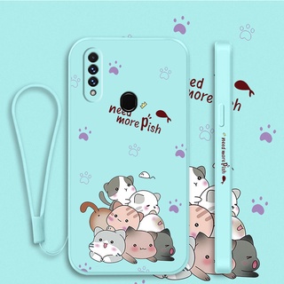 ใหม่ เคสโทรศัพท์มือถือ กันลื่น กันเปื้อน ลายการ์ตูนแมว พร้อมสายคล้อง สําหรับ oppo f5 f7 a57 2020 f1s a59 a96 a36 a76 k3 a57 a39