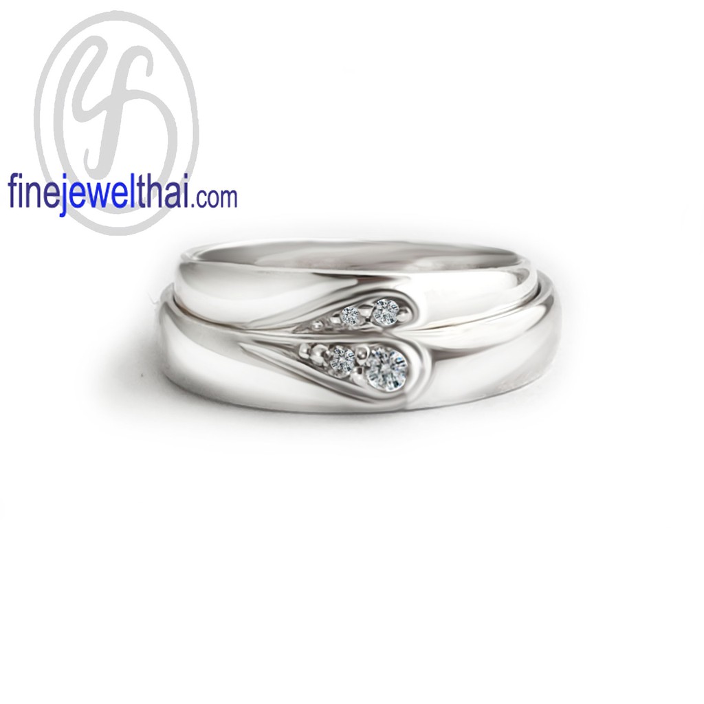 finejewelthai-แหวน-แหวนคู่-แหวนเพชร-แหวนเงินแท้-couple-diamond-cz-silver-ring-r1410-11cz-ราคาต่อคู่-เลือกสีตัวเรือนได้