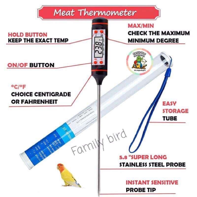 เทอร์โมมิเตอร์-ดิจิตอล-ได้ทั้ง-f-ที่วัดอุณหภูมิ-สำหรับใช้วัดอุณหภูมิอาหารนกลูกป้อน