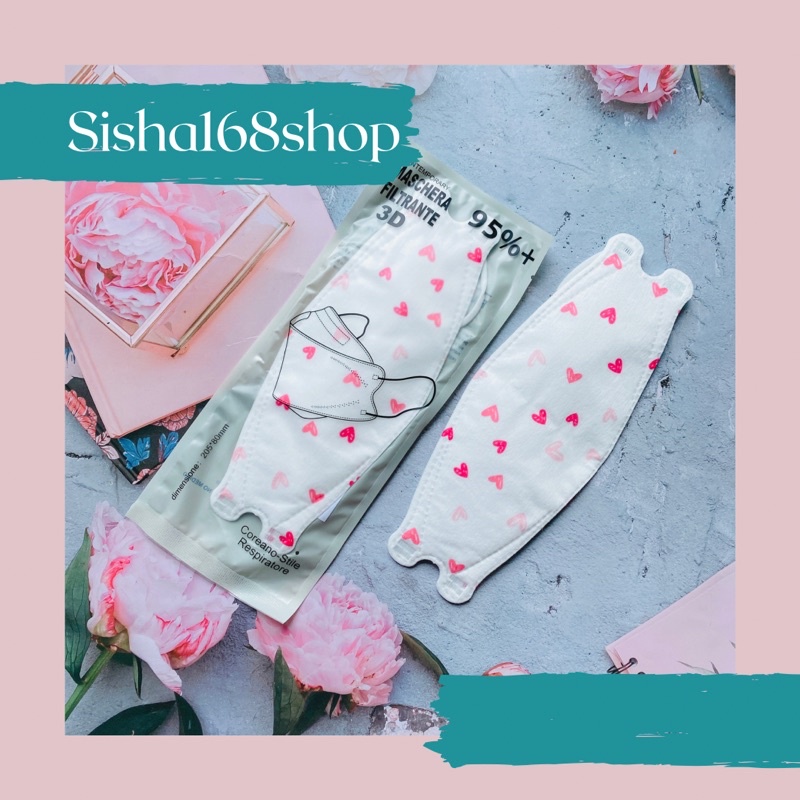 ภาพหน้าปกสินค้าKF94 แมสเกาหลีลายหัวใจชมพูมินิมอล แพค 1 ชิ้น จากร้าน sisha168shop บน Shopee