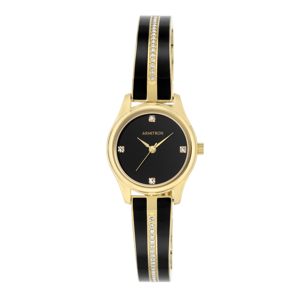 armitron-ar75-5208bkgpbk-w19-นาฬิกาข้อมือผู้หญิง-สายสแตนเลส-สีดำ-ทอง