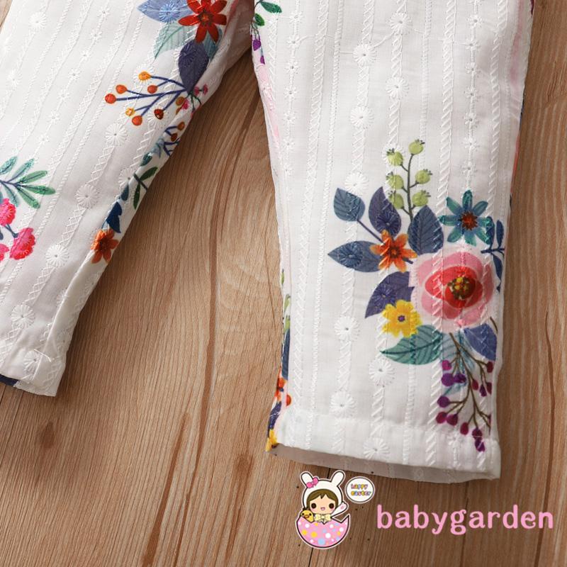 babygarden-ชุดจั๊มสูทรอมเปอร์แขนกุดคอสี่เหลี่ยมพิมพ์ลายดอกไม้สําหรับเด็กผู้หญิง