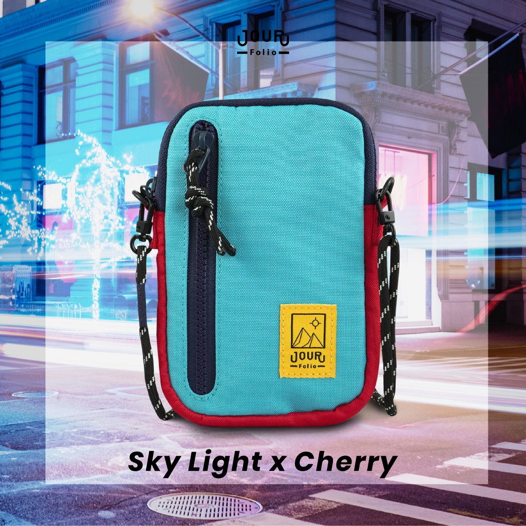 folio-brand-jour-compact-bag-sky-light-x-cherry-กระเป๋าสะพายข้าง-ใส่โทรศัพท์และกระเป๋าสตางค์ได้-มีคุณสมบัติกันน้ำ