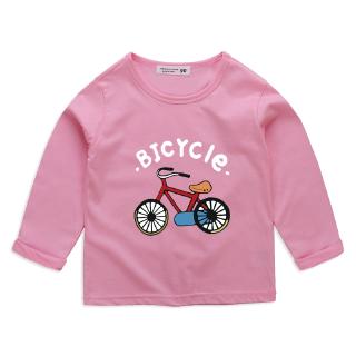 สินค้า ** จุดขายร้อน ** 9 สีเด็กแขนยาวขี่จักรยานบนการ์ตูนผ้าฝ้าย 100% เสื้อยืด (ขายส่งยินดีต้อนรับ)