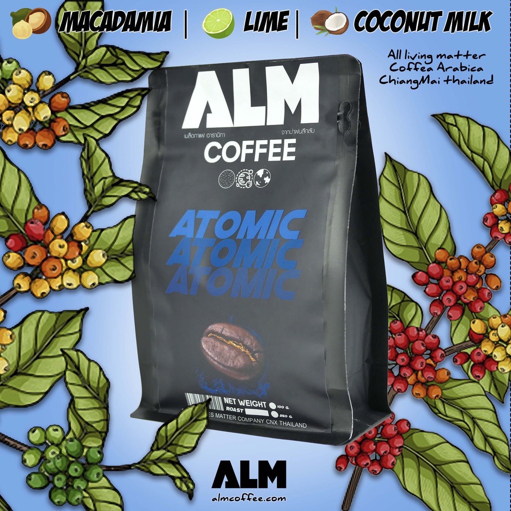 ภาพหน้าปกสินค้าเมล็ดกาแฟ ALM ATOMIC ขนาด 250 กรัม เมล็ดใหญ่ เกรด AA