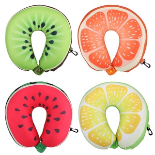 【บลูไดมอนด์】Fruit U Shaped Travel Pillow Nanoparticles Neck Pillow Watermelon Lemon Kiwi Orange Car Pillows Soft Cushion