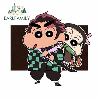 Earlfamily สติกเกอร์ไวนิล ลายการ์ตูนชินจัง กันน้ํา 13 ซม. สําหรับตกแต่งรถยนต์