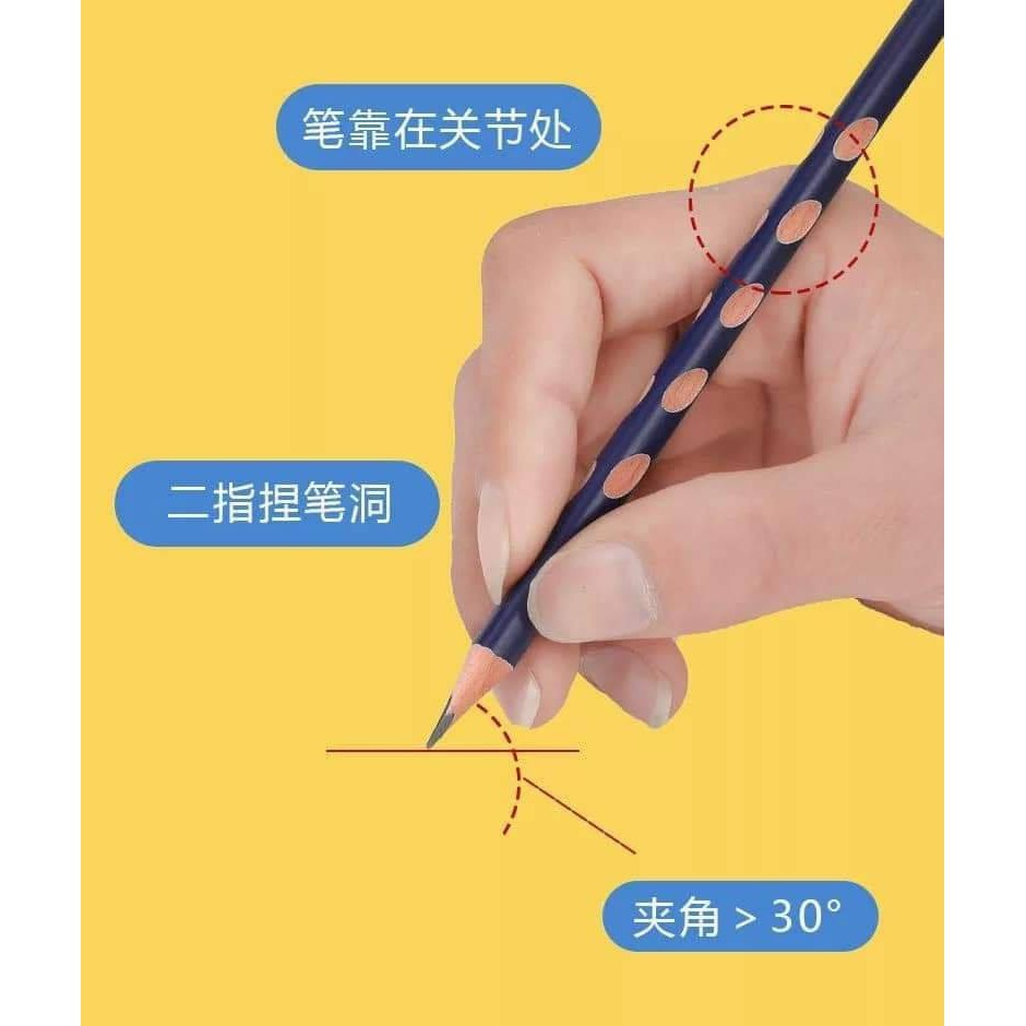 ดินสอไม้-30-แท่ง-สามเหลี่ยมมีร่องกลม-ๆ-รอบด้าน-สำหรับการวางนิ้วมือบนแท่งดินสออย่างถูกวิธี