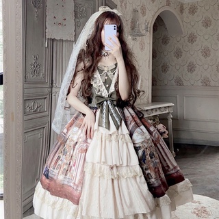 ❖☽✇[Full model] Lolita suspender dress Versailles Palace oil painting cla elegant gorgeous dress JSK กระโปรงแขวน