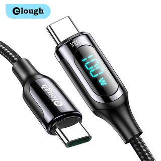 Elough Type C To Usb C สายเคเบิ้ลชาร์จเร็ว 5A Pd 100W จอแสดงผล Led Type-C สายชาร์จโทรศัพท์มือถือ