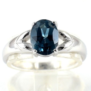 💎S679 แหวนพลอยแท้ แหวนเงินแท้ชุบทองคำขาว พลอยลอนดอนบลูโทปาซแท้ 100%