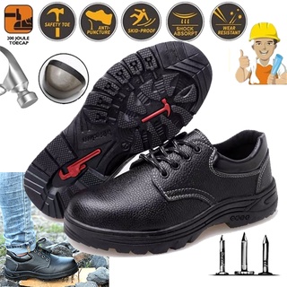 เช็ครีวิวสินค้าMen Fashion Steel Toe Air Safety Boots Shoes Puncture-Proof Work Sneakers Shoes for Men 044