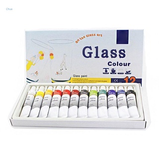 Chua 12ml 12 Colors Glass Paint Acrylic Hand Painted Pigments Drawing Tubes Set Artist Art Supplies for Beginner