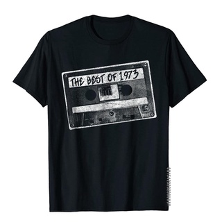 เสื้อยืดโอเวอร์ไซส์เสื้อยืด ผ้าฝ้าย พิมพ์ลายเทปคาสเซ็ต Best Of 1973 สไตล์วินเทจ เรียบง่าย ของขวัญวันเกิด สําหรับนักเรียน