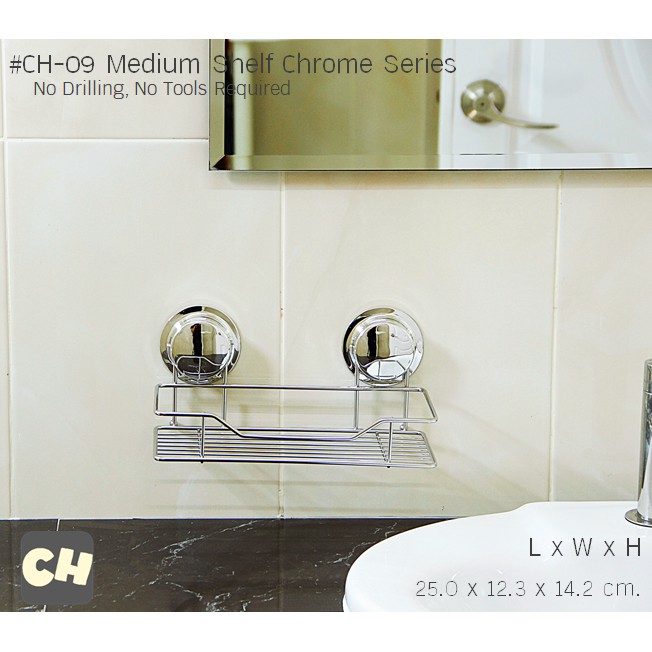 ch-09-ชั้นวางสแตนเลส-ขนาดกลาง-รุ่น-chrome-series-ไม่ต้องเจาะผนัง-ติดตั้งได้ทุกผนัง