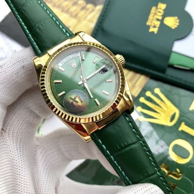 rolex-rolex-ดูนาฬิกาแฟชั่นผู้ชายสีเขียวสดขนาดเล็ก