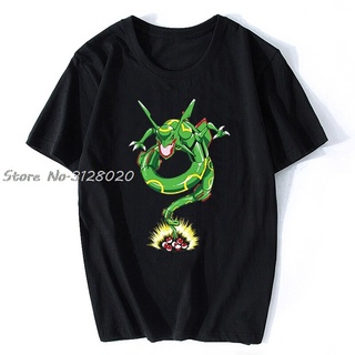 Kotq 【พร้อมส่ง】เสื้อยืดคอกลม แขนสั้น ผ้าฝ้าย พิมพ์ลายโปเกบอล Z Rayquaza สําหรับผู้ชาย และผู้หญิงสามารถปรับแต่งได้