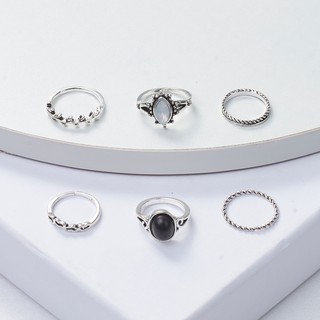 M129 🇹🇭 เซ็ตแหวนแฟชั่น แหวน เครื่องประดับผู้หญิง แฟชั่นสไตล์เกาหลี เซ็ตแหวน เครื่องประดับ 6-Piece Ring Set (ส่งจากไทย)
