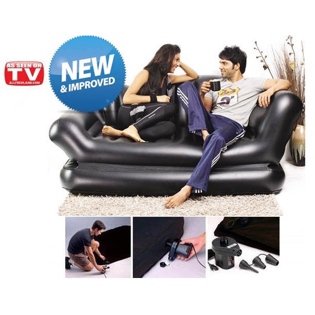 CODEลด100 AirLounge Sofa Bed โซฟาเป่าลม เอนกประสงค์ สีดำ Shopee