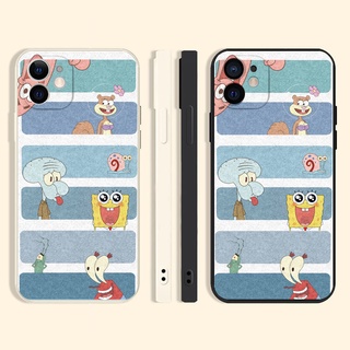 spongebob เคสไอโฟน Xr Xs X 12 pro max 8พลัส เคส iPhone se 2020 12 13 pro max 11 7 8 plus Cartoon phone case นิ่ม
