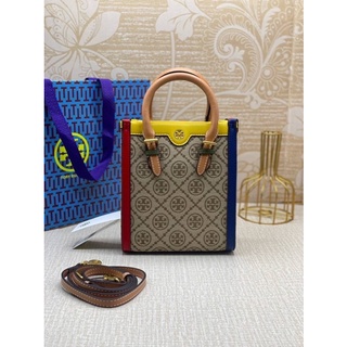 TORY BURCH T MONOGRAM EMBOSSED MINI TOTE