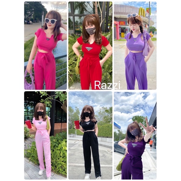 ราคาและรีวิวชุดเซ็ทผูกเอว2ชิ้น มีทั้งหมด 7สีเสื้อตีเกล็ดหน้าทำให้ดูผอมเพรียวกางเกงขายาวมีเชือกผูกเป็นโบที่เอวน่ารักสุดของต้องมี