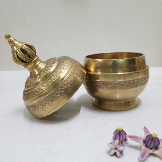 Brass byfa ผอบทองเหลือง หัวกระดิ่ง5.5นิ้ว ผอบลายโบราณ   ผอบลายหล่อขี้ผึ้ง งานบ้านปะอาว