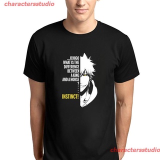 เสื้อคู่ charactersstudio 2021 Bleach Ichigo เสื้อยืดลําลองสําหรับผู้ชายแขนสั้นคอกลมทรงหลวม discount