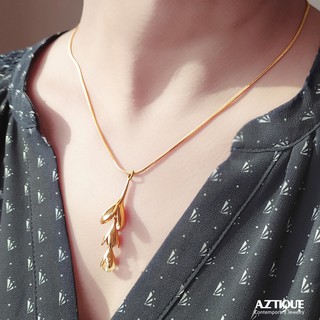 Aztique สร้อยคอเงินแท้ จี้ หยดน้ำค้าง Morning Dew พลอยควอตซ์ใส  Quartz Necklace Pendant Jewelry Gifts md