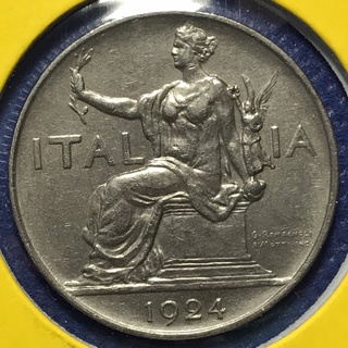 No.60648 ปี1924 อิตาลี 1 LIRA สภาพดี เหรียญสะสม เหรียญต่างประเทศ เหรียญเก่า หายาก ราคาถูก