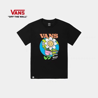 Vans Vance เสื้อยืดลําลอง แขนสั้น ลายดอกไม้ สีดํา เหมาะกับการเล่นกีฬา แฟชั่นฤดูร้อน สําหรับผู้ชาย และผู้หญิงเรียบง่าย